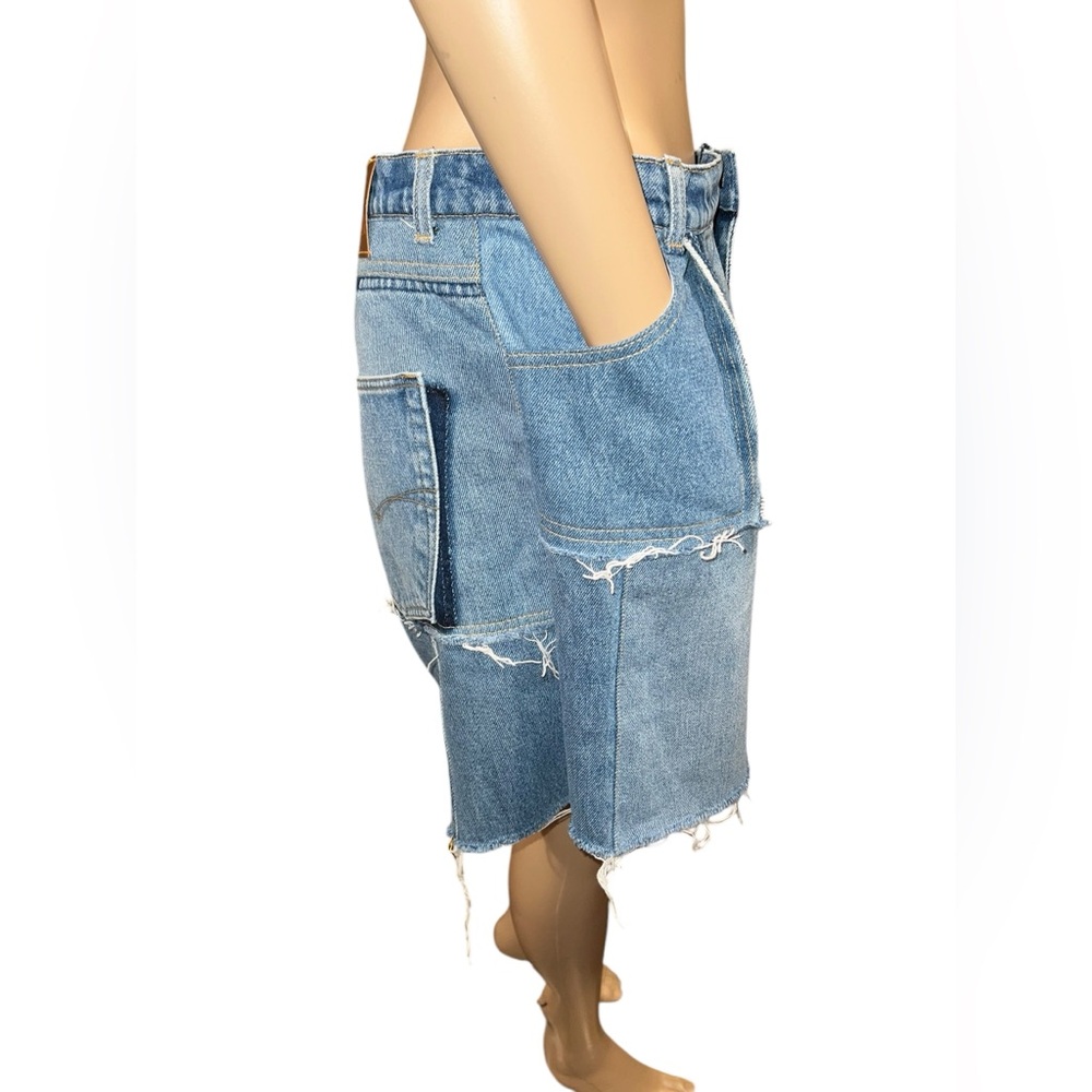 NWOT Ksenia Schnaider Shorts Womens Fringed Blue Denim High Waisted Size XL - Picture 4 of 15